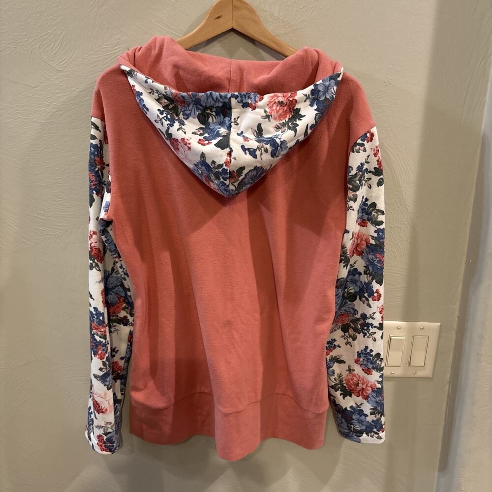 Ampersand Ave Fascinating Floral Singlehood Hoodie Knit Sweatshirt Extra Small - Picture 7 of 8